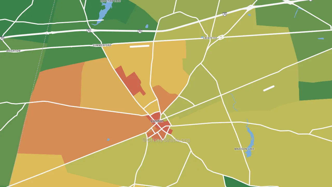 London, OH Map of Vandalism Rates