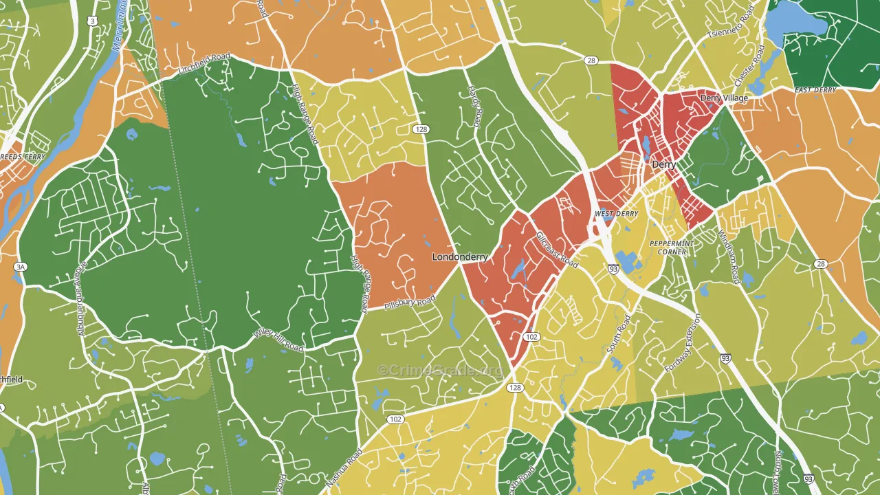 Londonderry, NH Map of Vandalism Rates