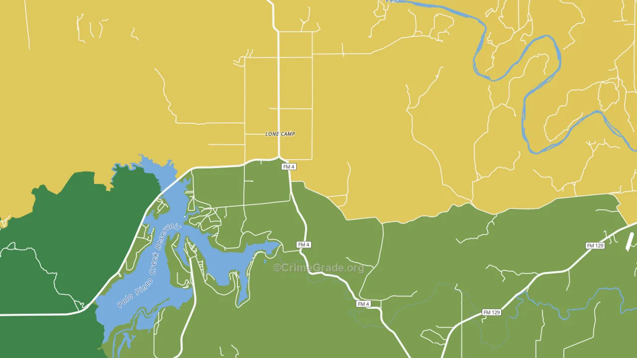 Lone Camp, TX Map of Vandalism Rates