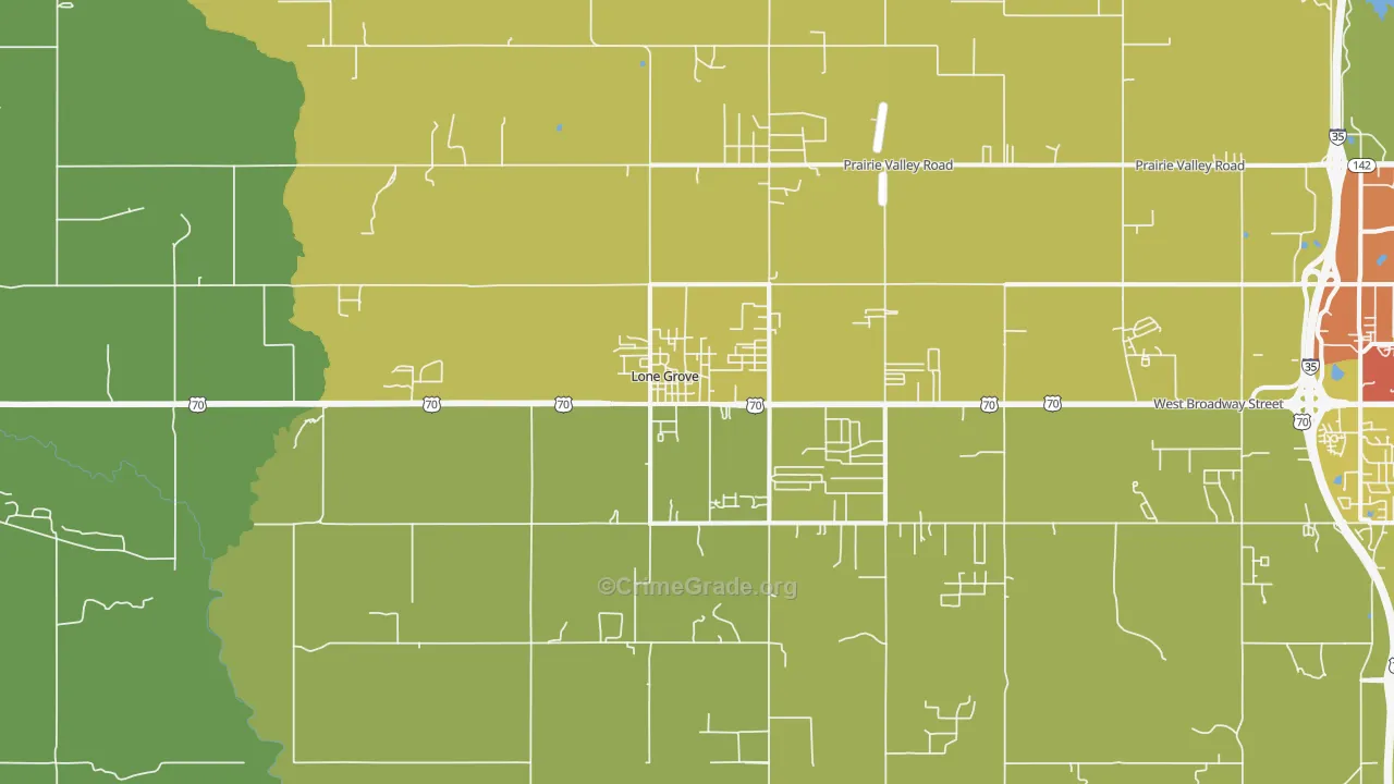 Lone Grove, OK Map of Vandalism Rates