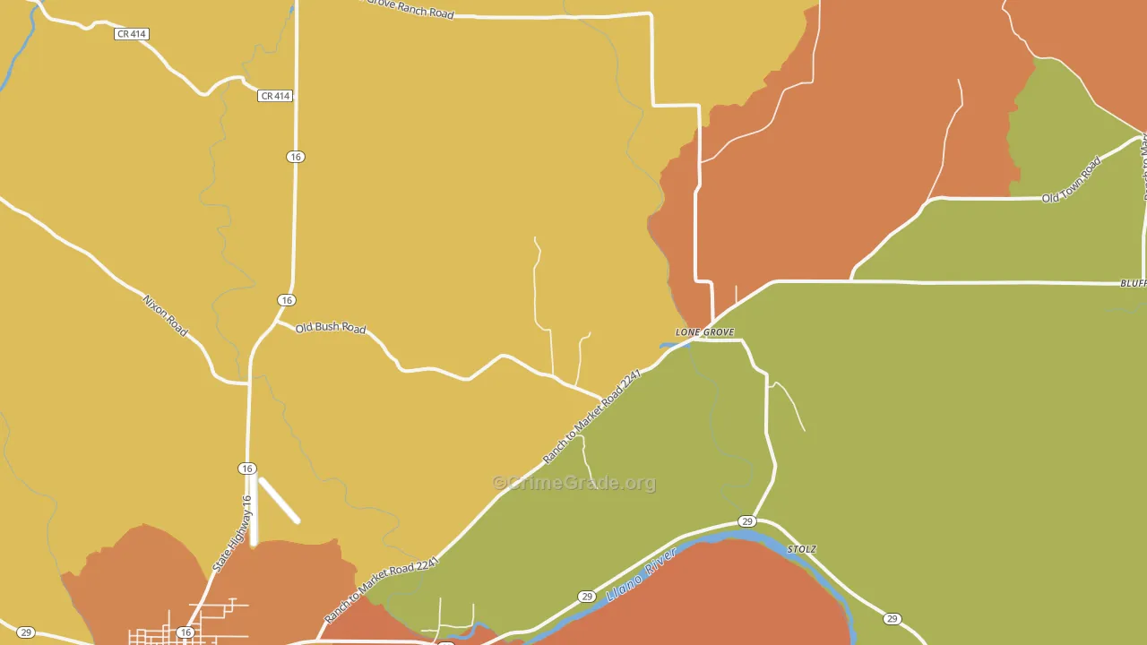 Lone Grove, TX Map of Vandalism Rates