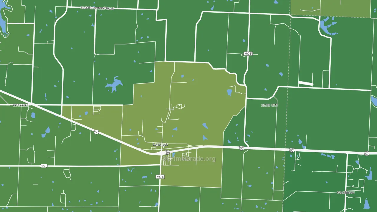 Lone Jack, MO Map of Vandalism Rates