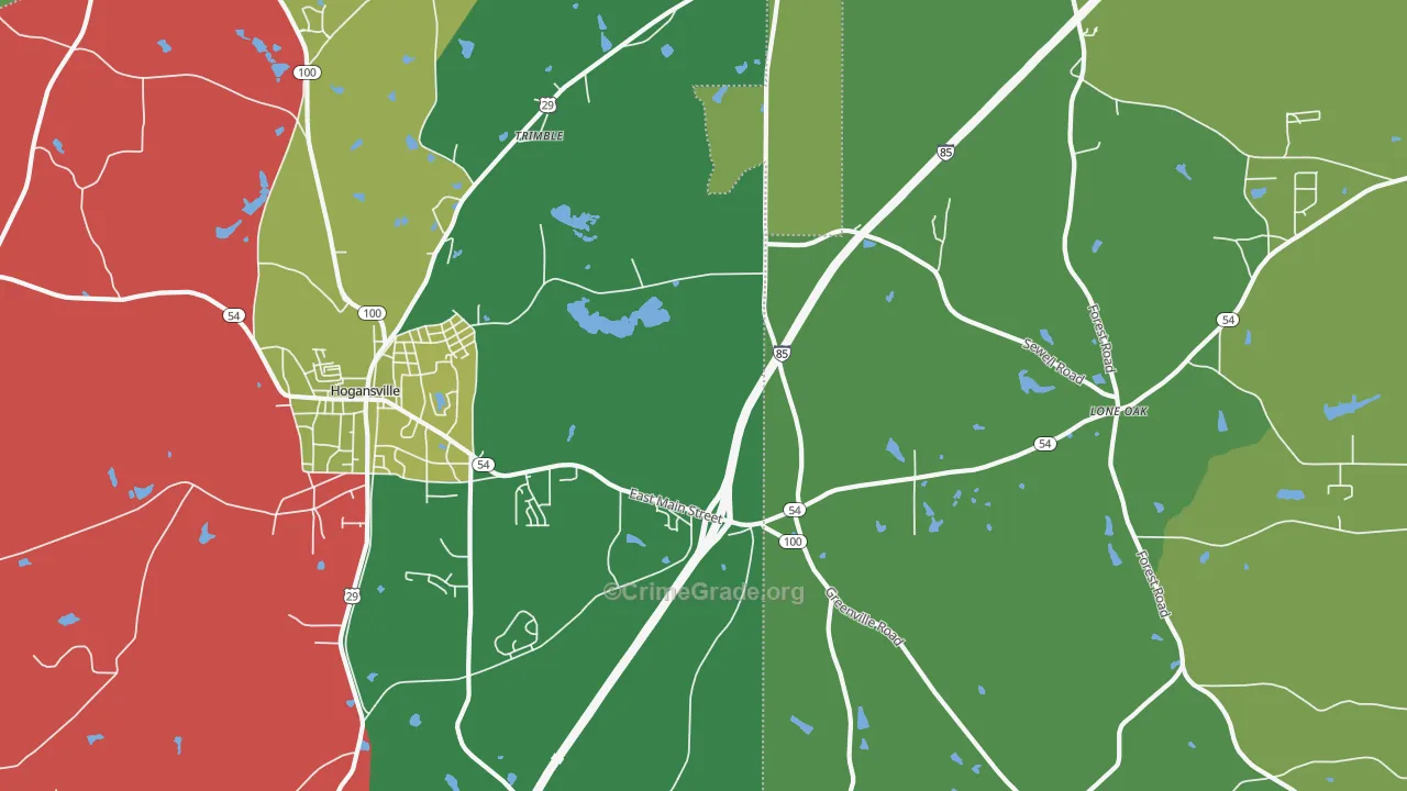 Lone Oak, GA Map of Vandalism Rates