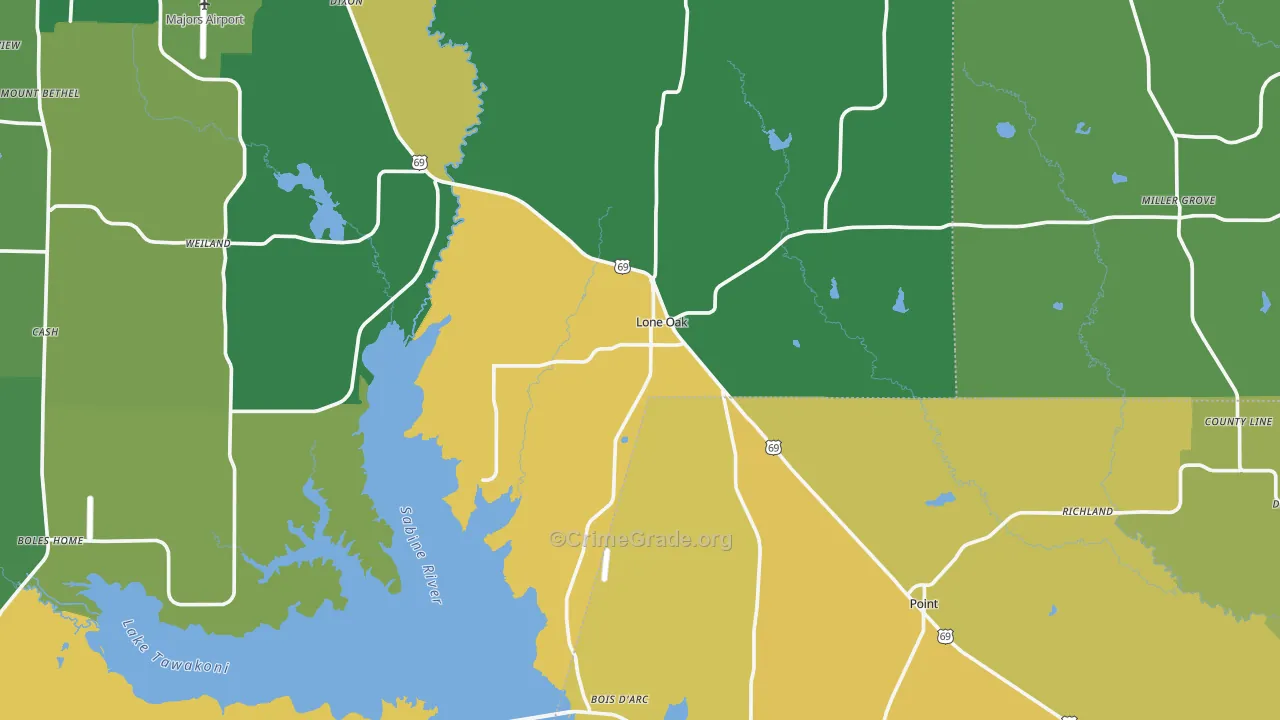 Lone Oak, TX Map of Vandalism Rates