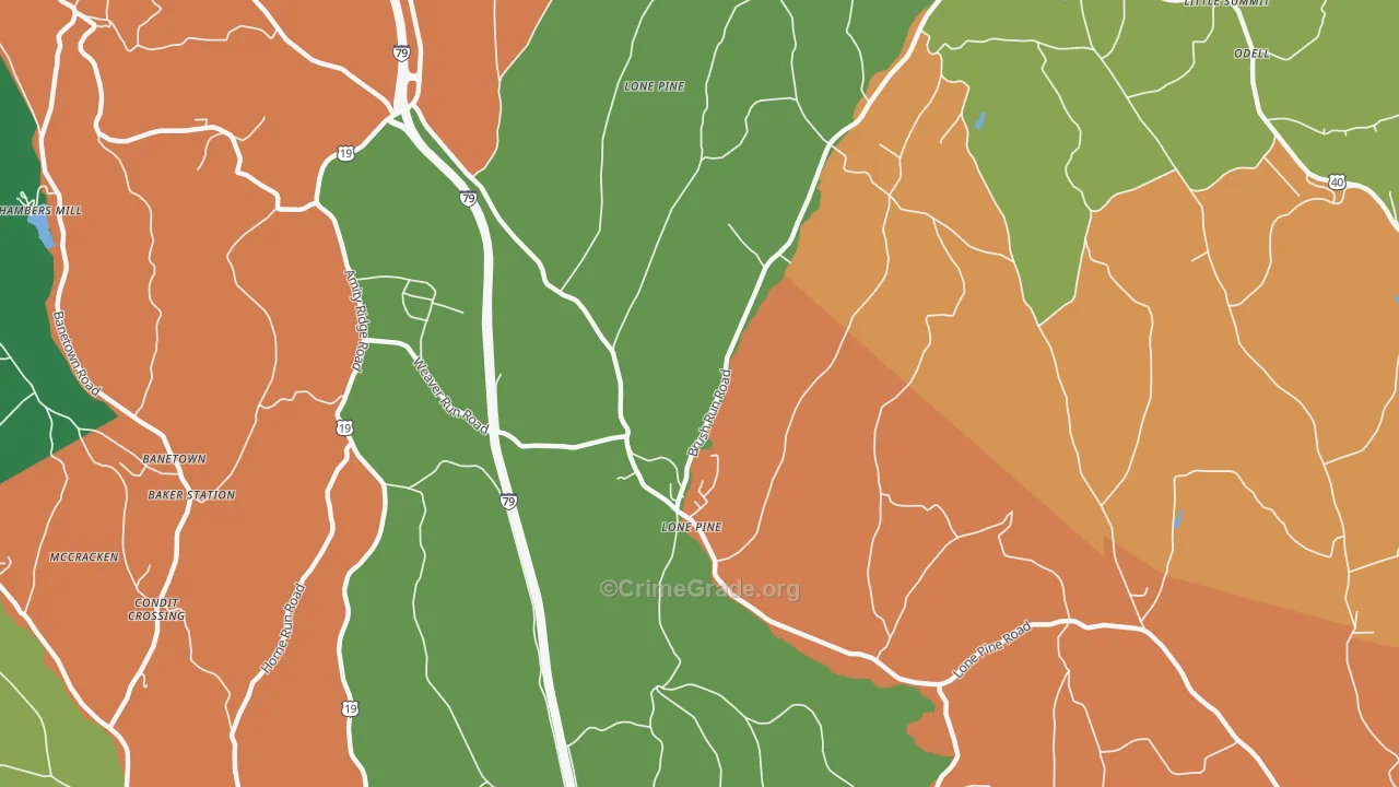 Lone Pine, PA Map of Vandalism Rates