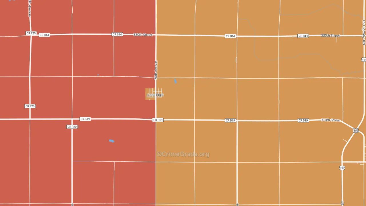 Lone Rock, IA Map of Vandalism Rates