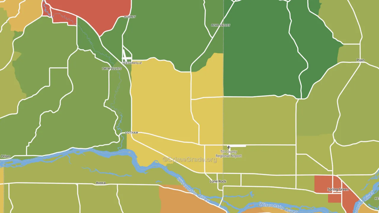 Lone Rock, WI Map of Vandalism Rates