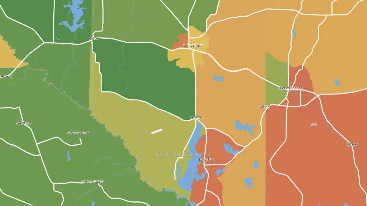 Lone Star, TX Map of Vandalism Rates