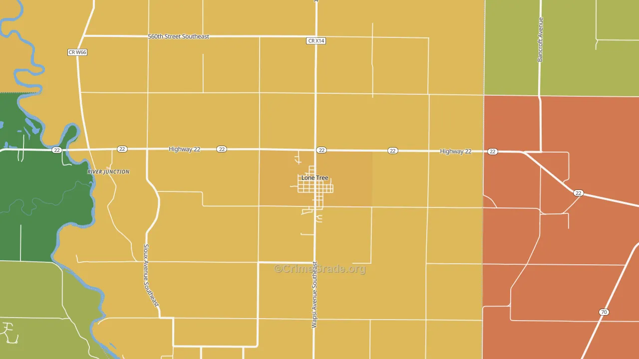 Lone Tree, IA Map of Vandalism Rates