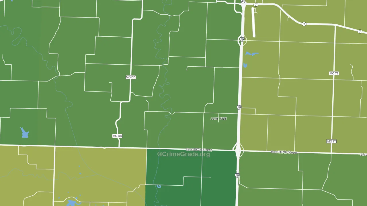 Lone Tree, MO Map of Vandalism Rates