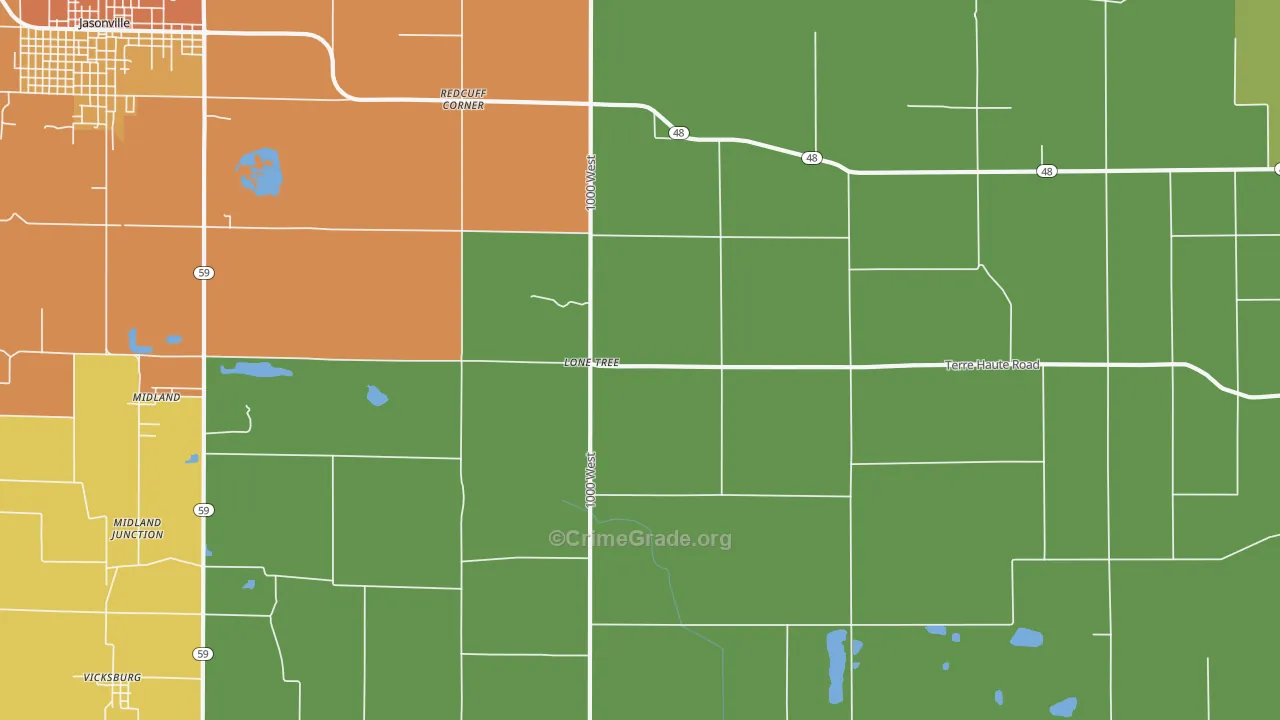 Lonetree, IN Map of Vandalism Rates