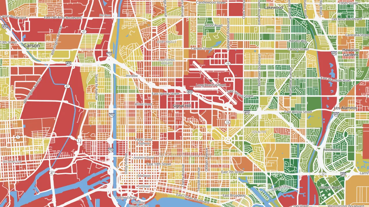 Long Beach, CA Map of Vandalism Rates