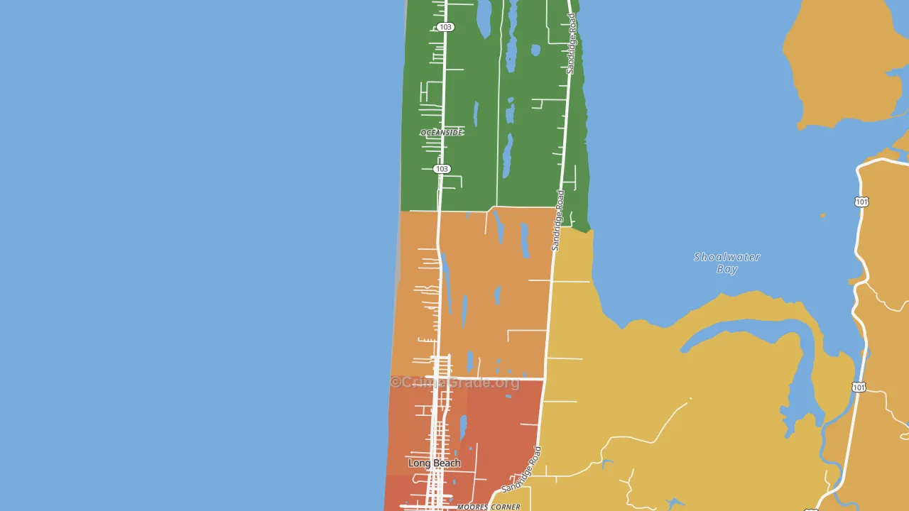 Long Beach, WA Map of Vandalism Rates