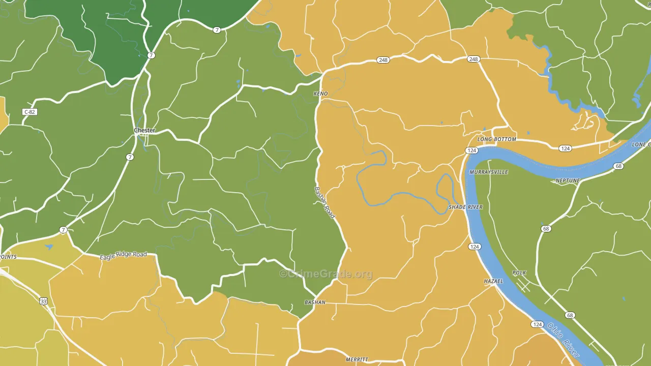 Long Bottom, OH Map of Vandalism Rates