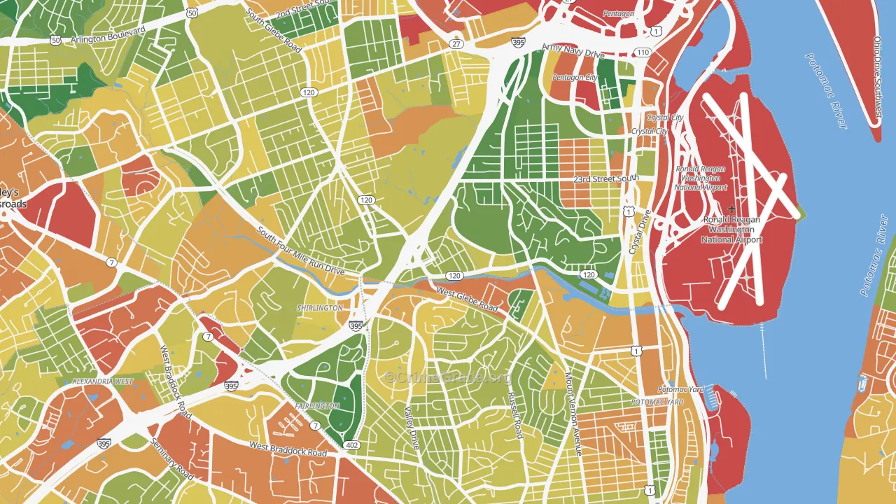 Long Branch Creek, Arlington, VA Map of Vandalism Rates