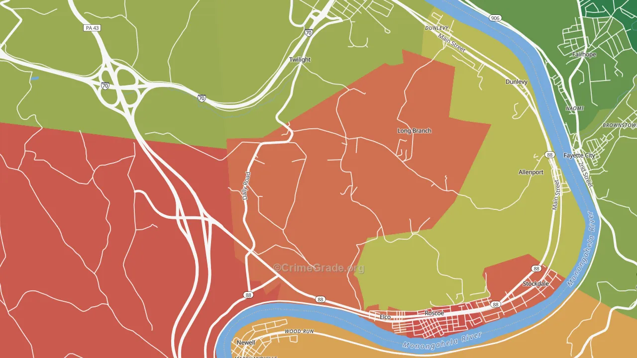 Long Branch, PA Map of Vandalism Rates