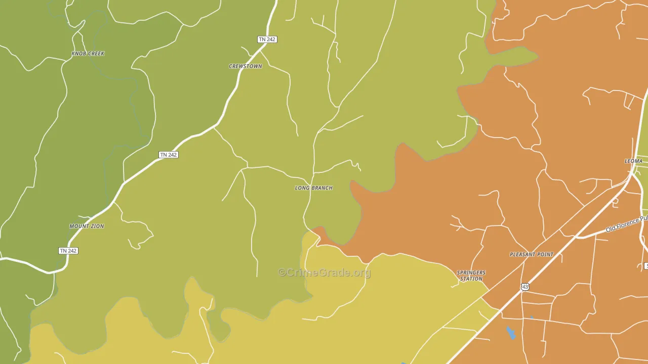 Long Branch, TN Map of Vandalism Rates