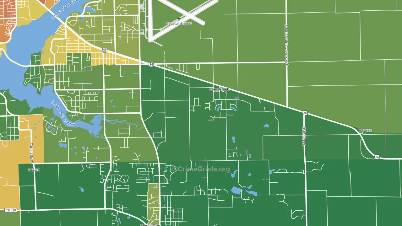 Long Creek, IL Map of Vandalism Rates