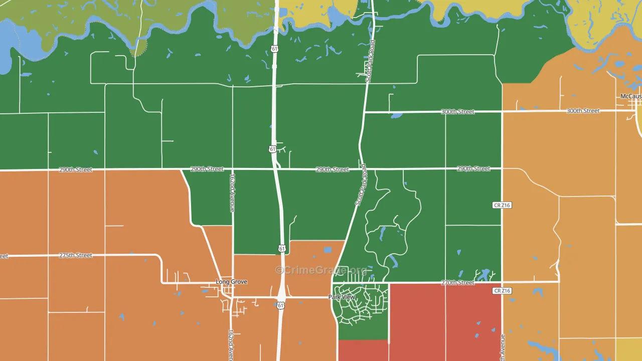 Long Grove, IA Map of Vandalism Rates