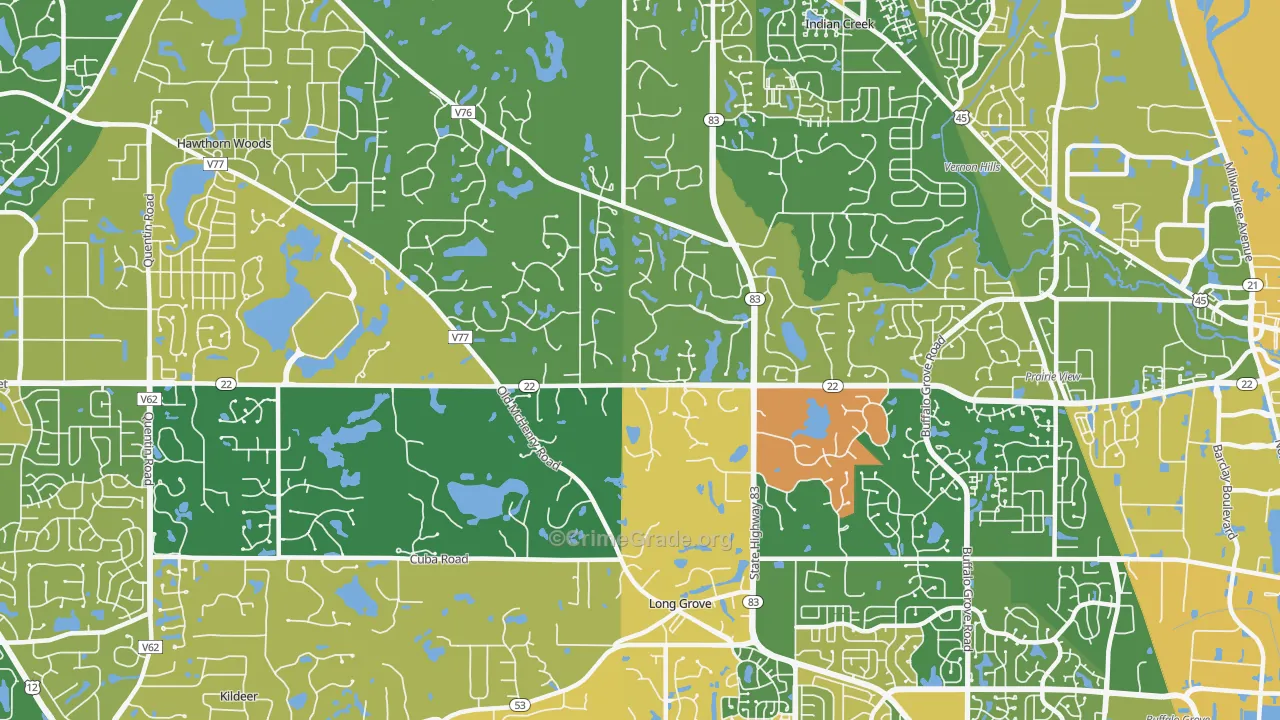 Long Grove, IL Map of Vandalism Rates