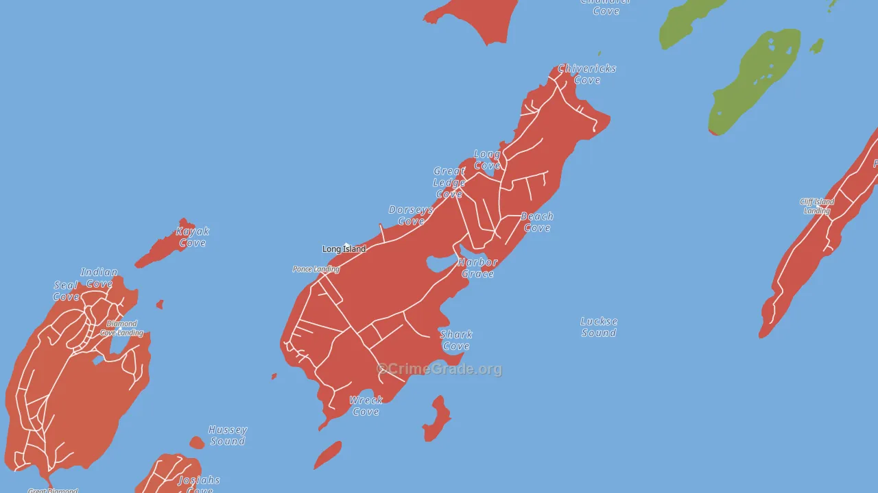 Long Island, ME Map of Vandalism Rates
