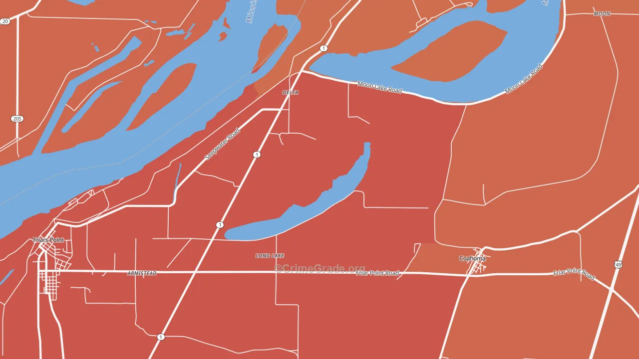 Long Lake, MS Map of Vandalism Rates