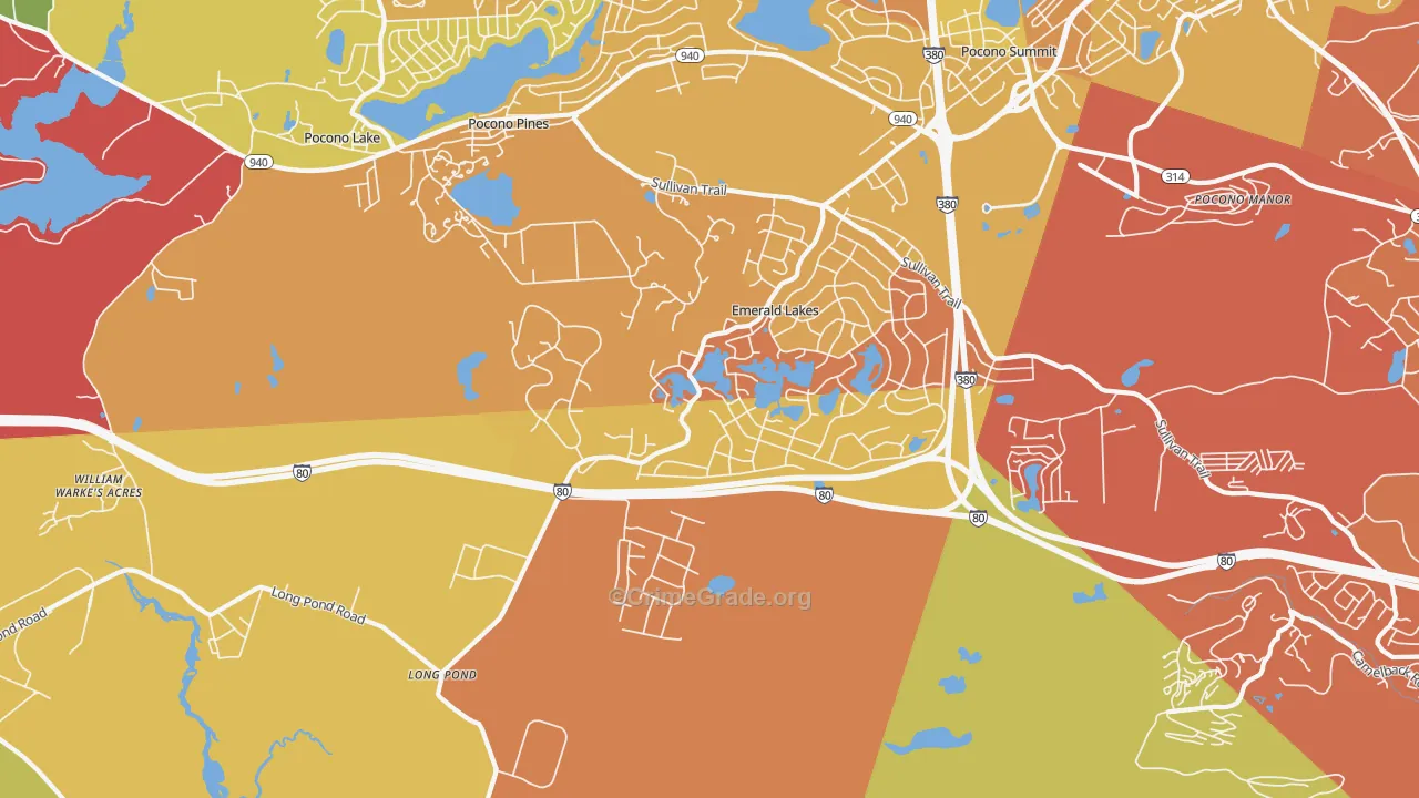 Long Pond, PA Map of Vandalism Rates