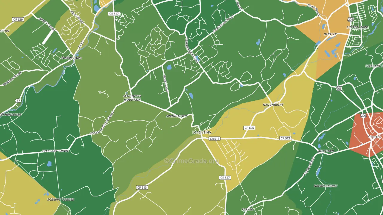 Long Valley, NJ Map of Vandalism Rates