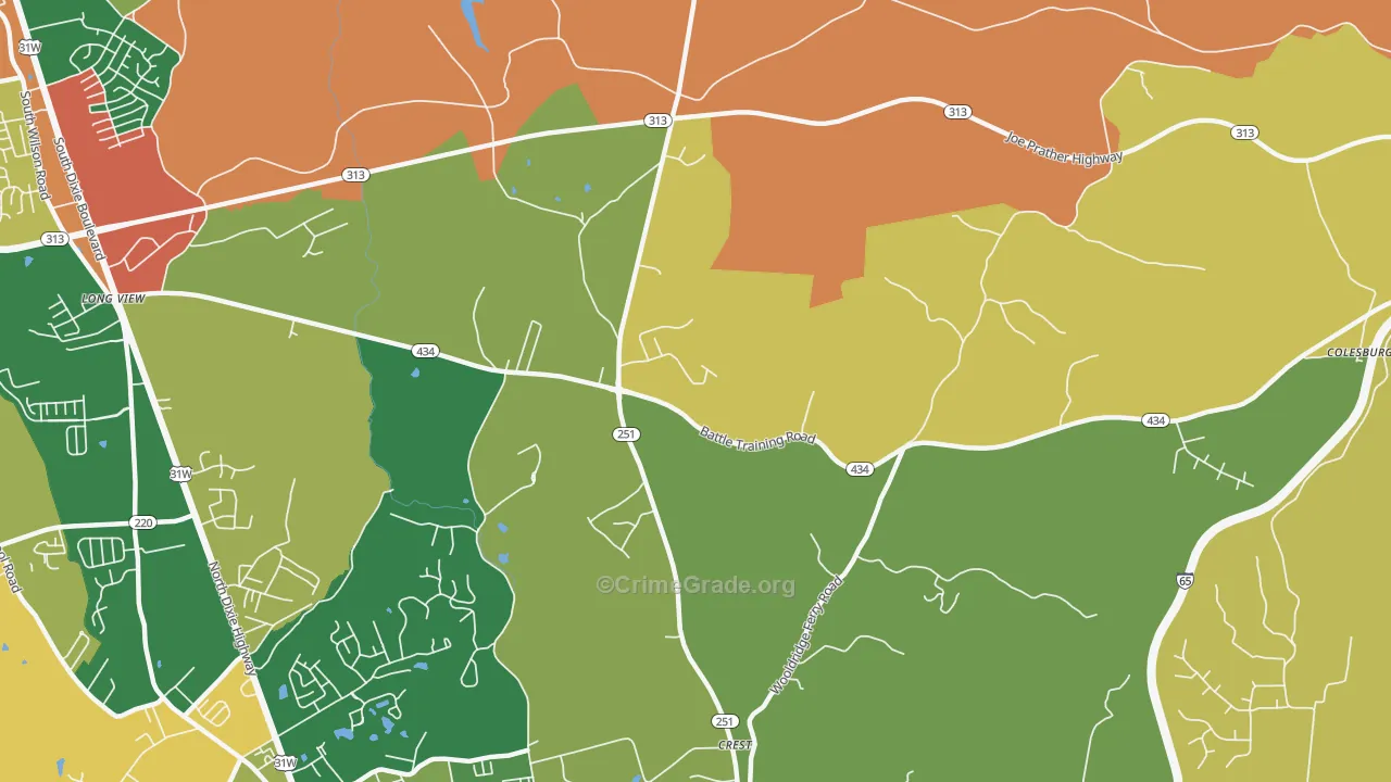 Long View, KY Map of Vandalism Rates
