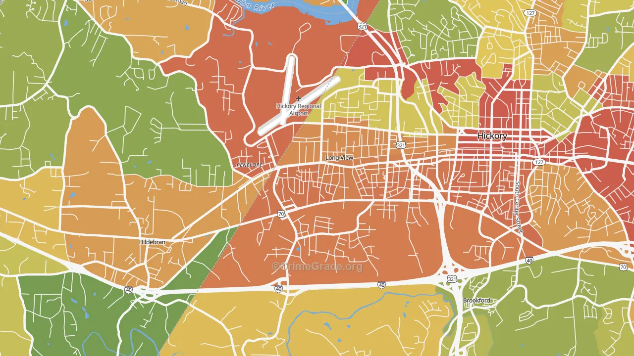 Long View, NC Map of Vandalism Rates