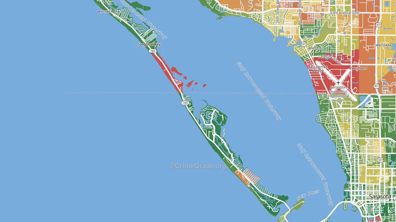 Longboat Key, FL Map of Vandalism Rates