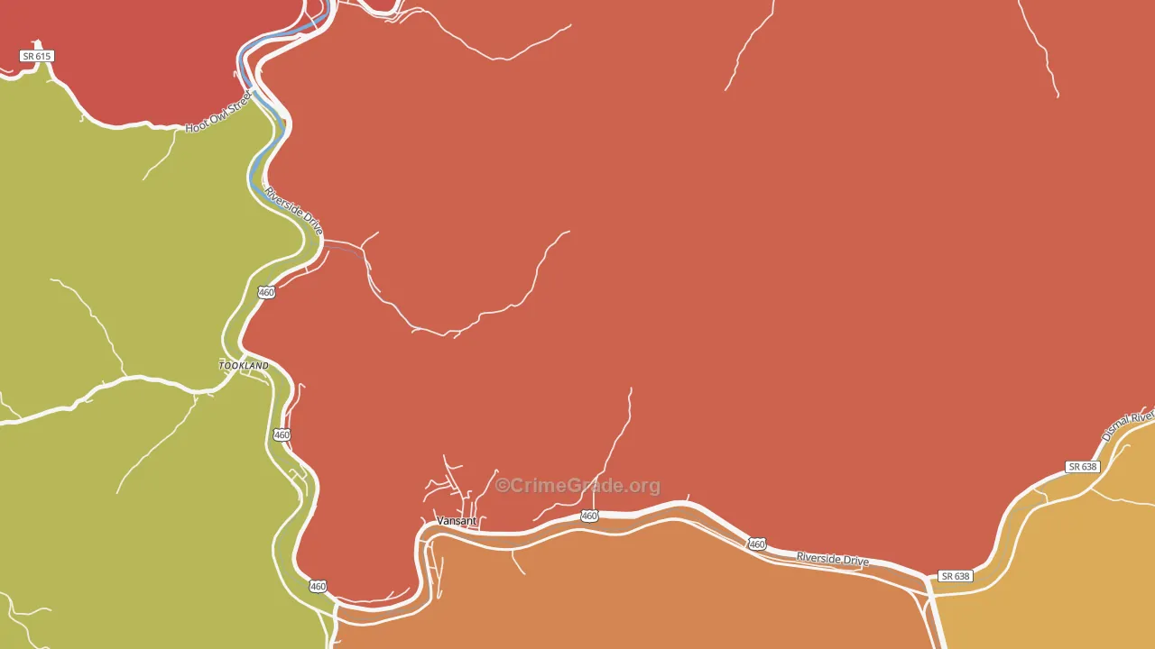 Longbottom, VA Map of Vandalism Rates
