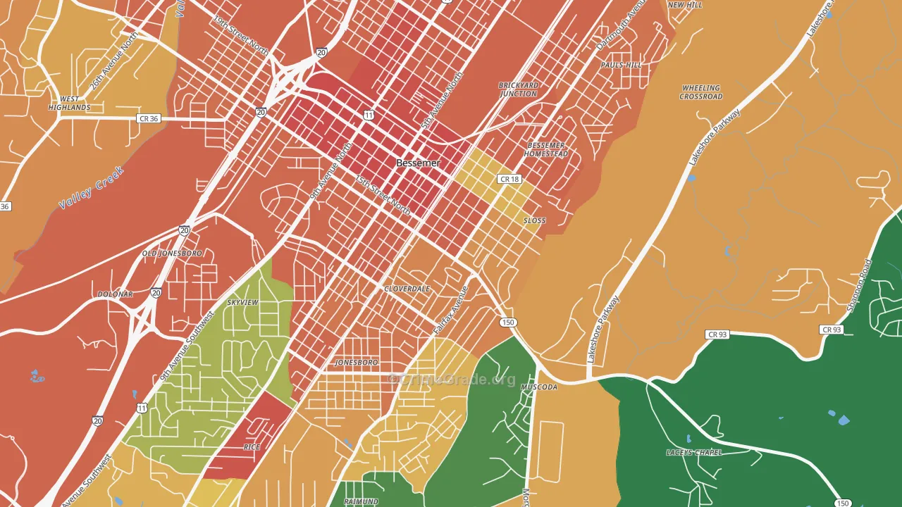 Longbrook Estates, Bessemer, AL Map of Vandalism Rates