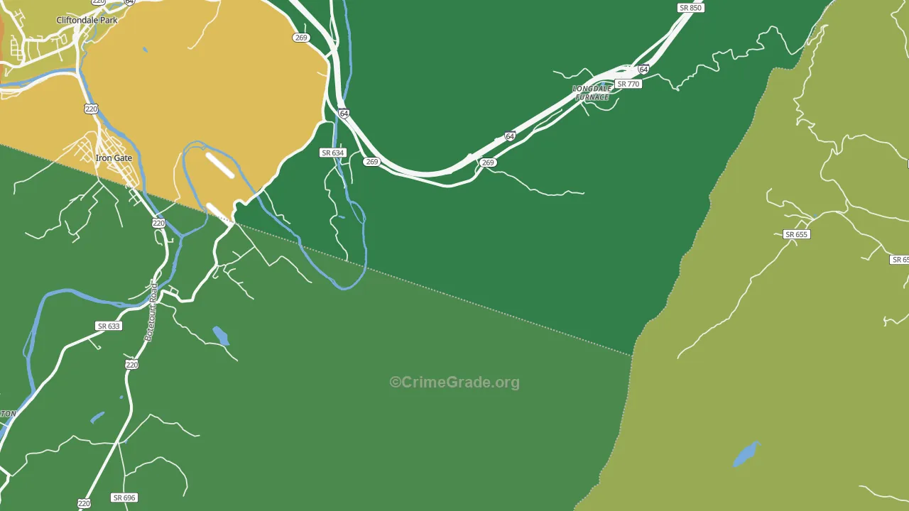 Longdale Furnace, VA Map of Vandalism Rates