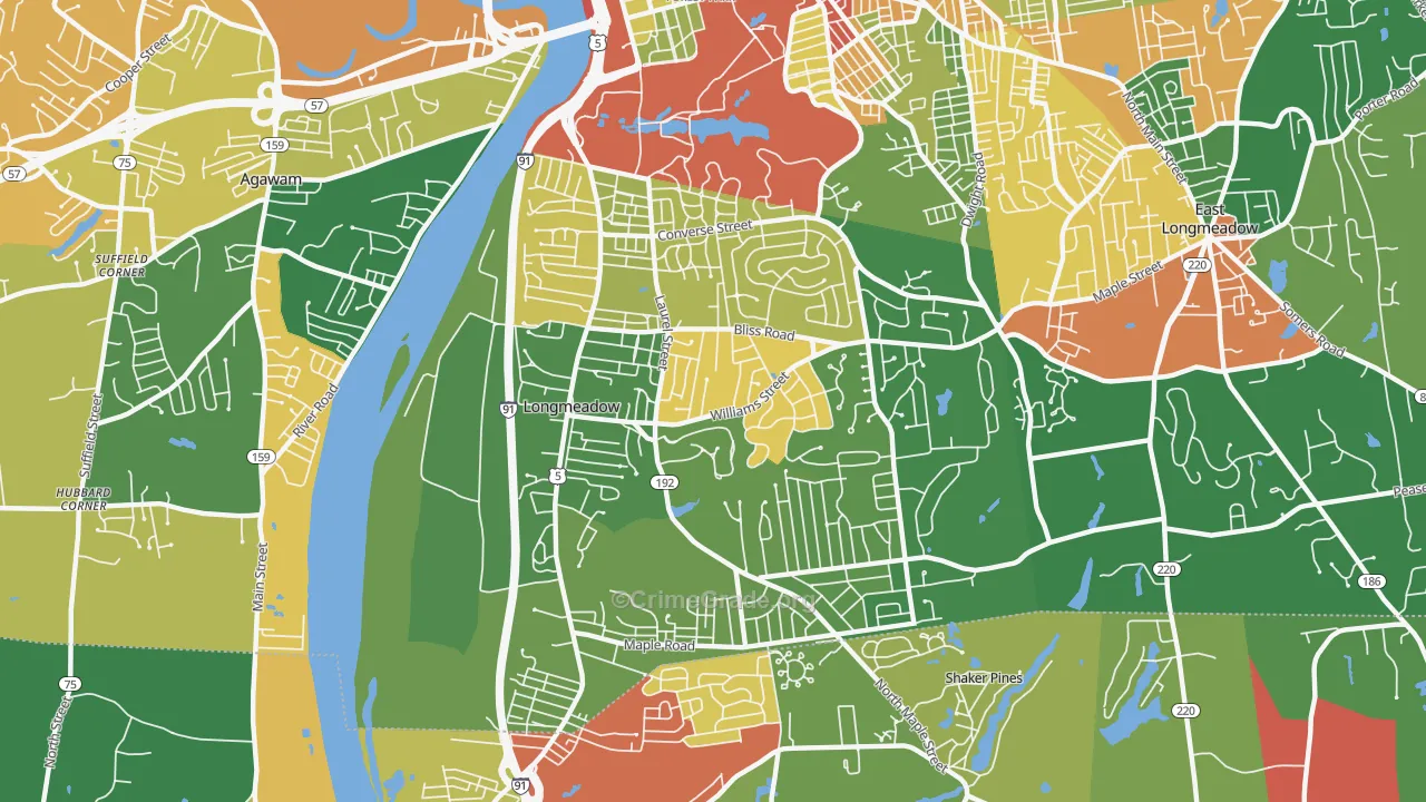Longmeadow, MA Map of Vandalism Rates