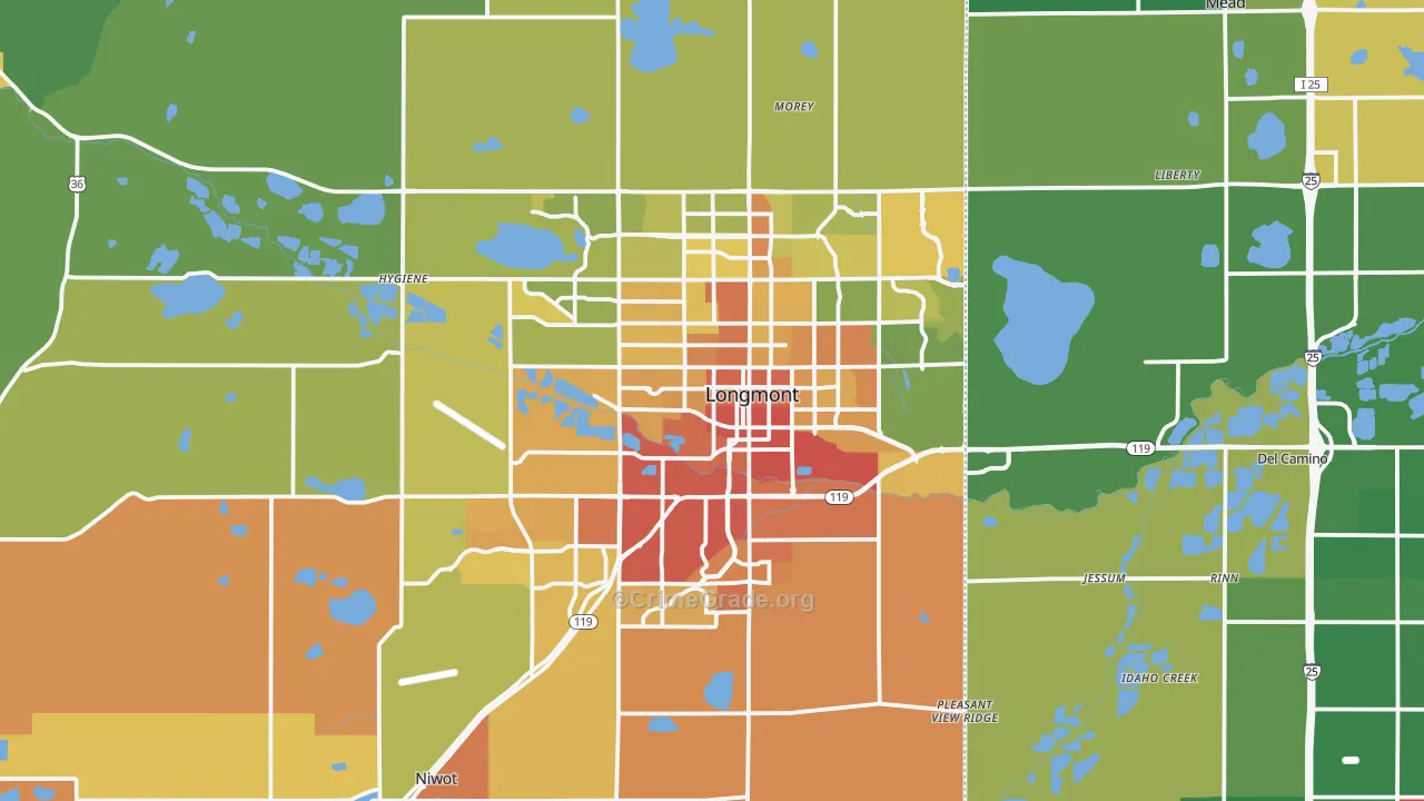 Longmont, CO Map of Vandalism Rates