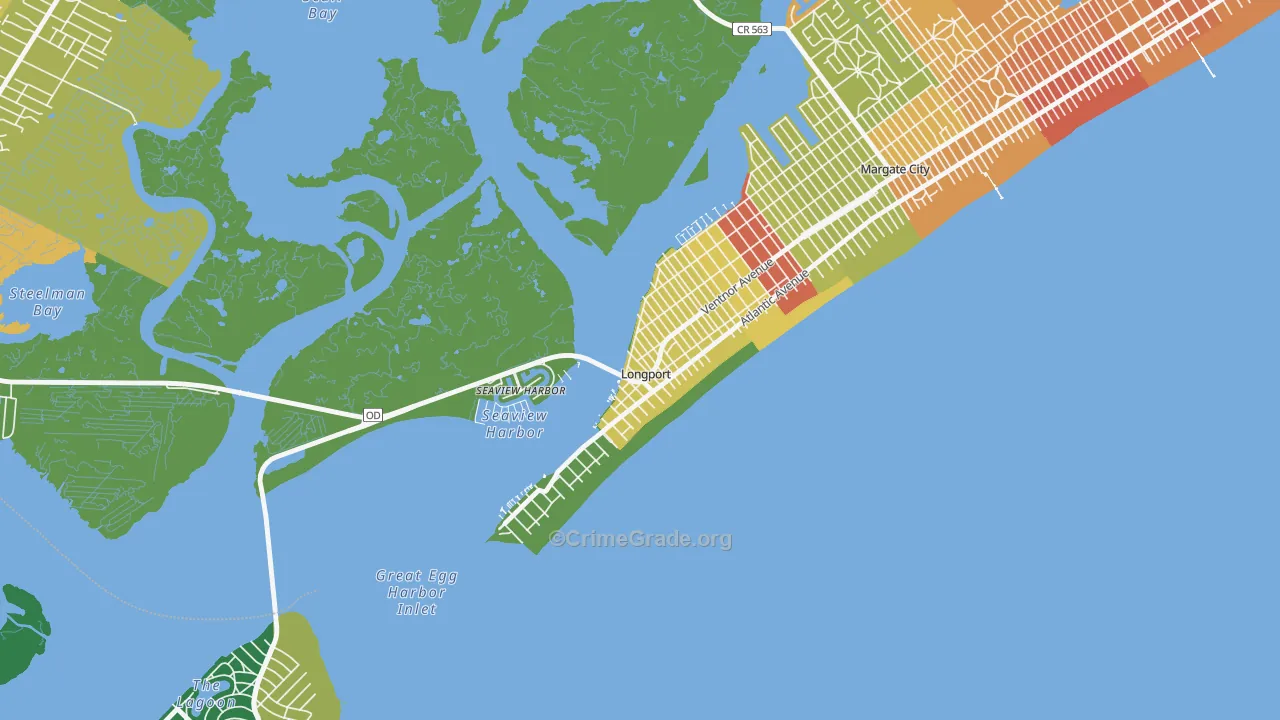 Longport, NJ Map of Vandalism Rates