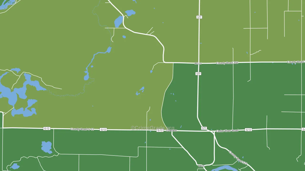 Longrie, MI Map of Vandalism Rates