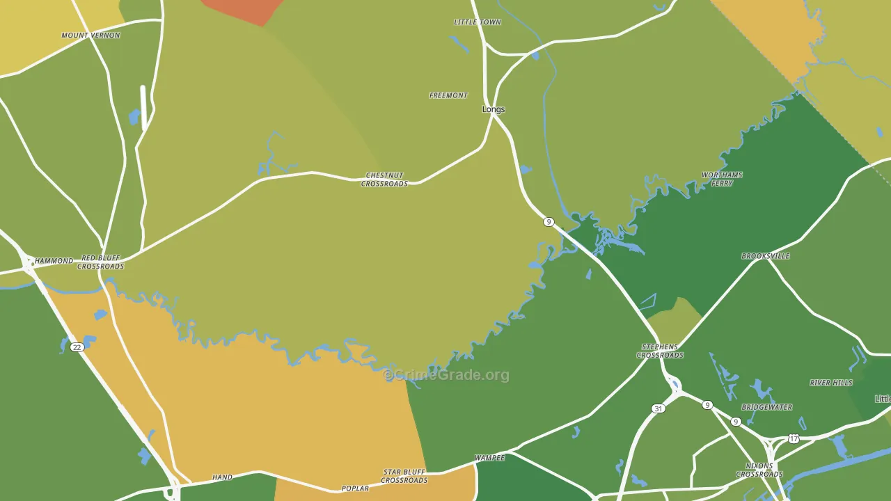 Longs, SC Map of Vandalism Rates