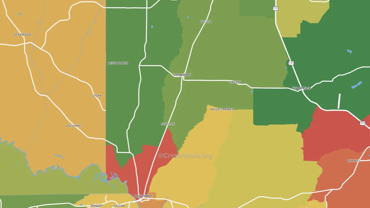 Longstreet, LA Map of Vandalism Rates
