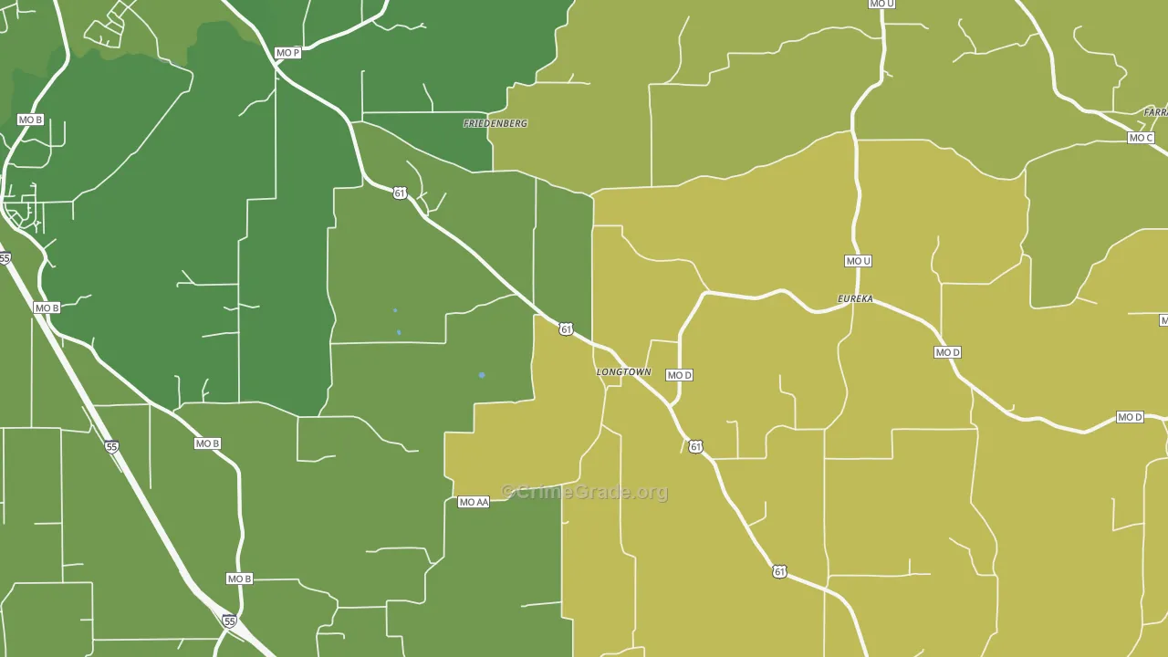 Longtown, MO Map of Vandalism Rates