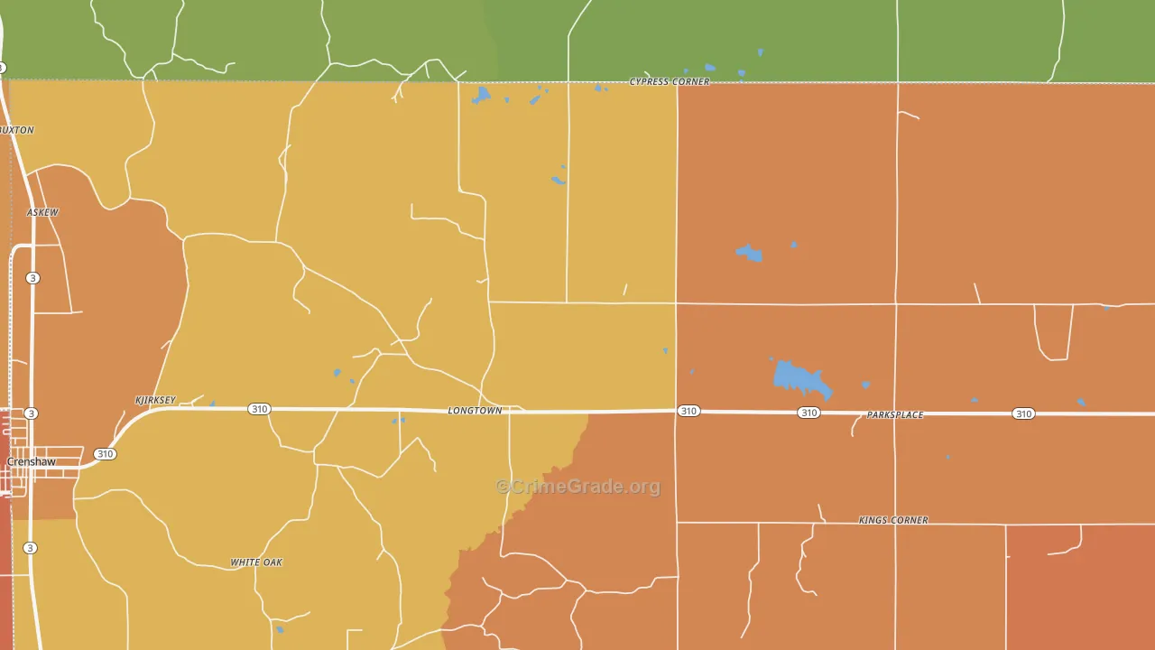 Longtown, MS Map of Vandalism Rates
