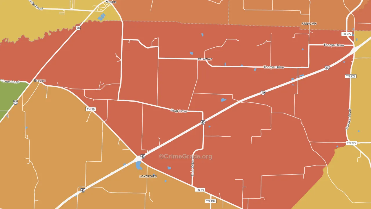 Longtown, TN Map of Vandalism Rates