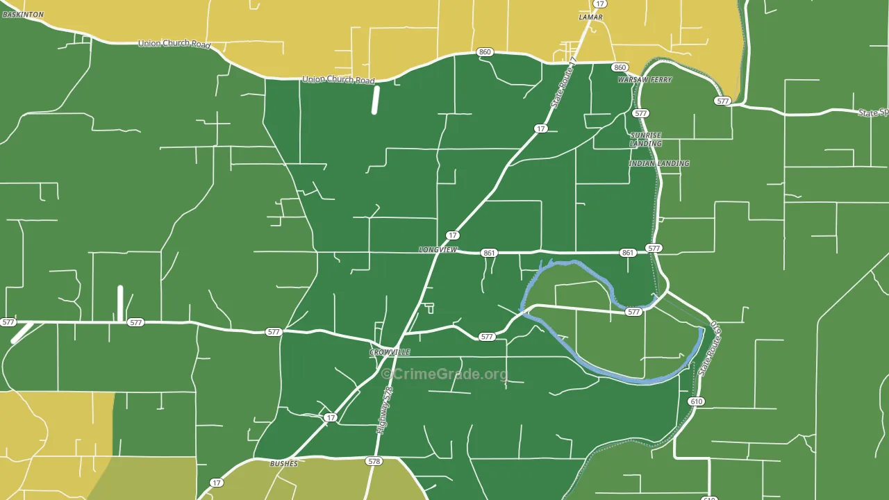 Longview, LA Map of Vandalism Rates