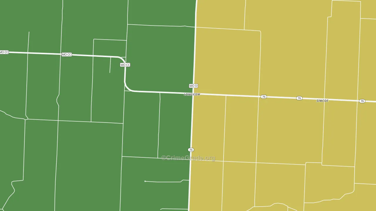 Longview, MO Map of Vandalism Rates