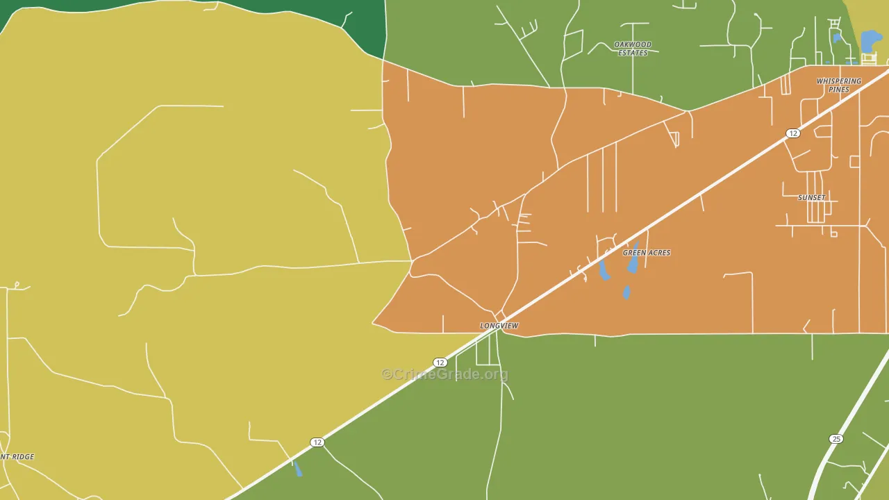 Longview, MS Map of Vandalism Rates