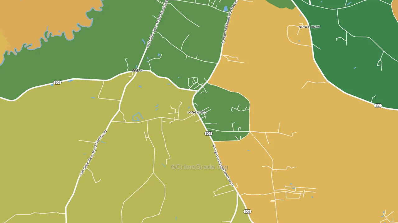 Longwood, NC Map of Vandalism Rates