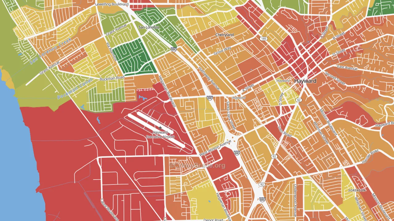 Longwood-Winton Grove, Hayward, CA Map of Vandalism Rates
