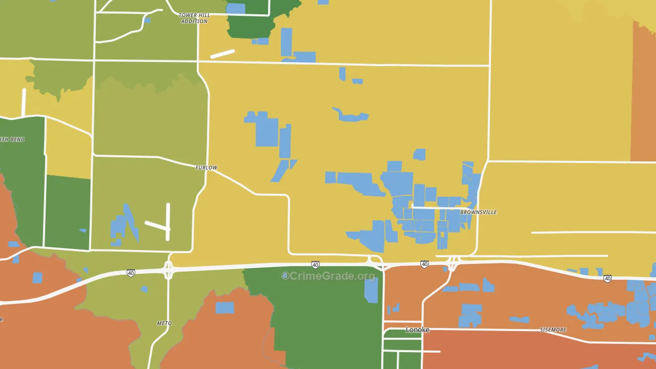 Lonoke, AR Map of Vandalism Rates