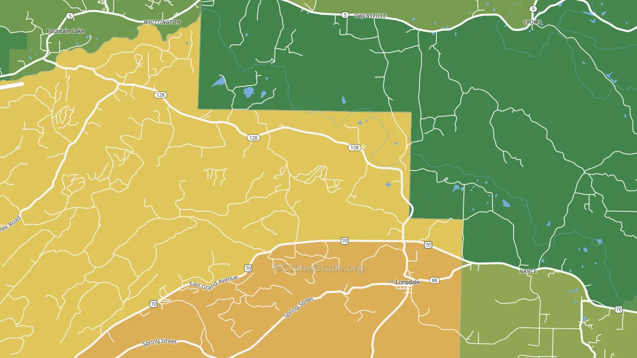 Lonsdale, AR Map of Vandalism Rates